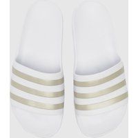 adidas Unisex Adult's Adilette Aqua Slide Sandal, White Metalic, 40 1/2
