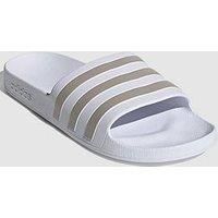 adidas Adilette Aqua Slide Sandal, White Metalic, 47