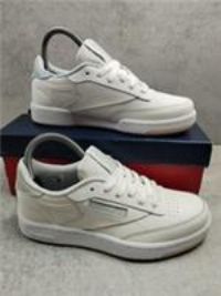 Reebok Classics Junior Club C Trainers. Chalk/£Stucco/£Feel Good Blue. UK 12 New