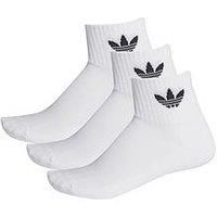 Adidas Originals Unisex 3 Pack Mid Ankle Socks - White