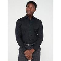 BOSS Mens H-JOE-kent-C1-214 Regular-fit Shirt in Easy-Iron Stretch-Cotton poplin Black