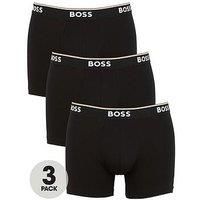 BOSS Mens BoxerBr 3P Power Three-Pack of Stretch-Cotton Boxer Briefs with Logos Black