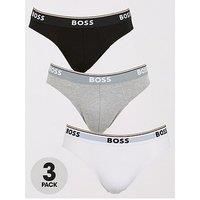 BOSS Mens Brief 3P Power Three-Pack of Logo-Waistband Briefs in Stretch Cotton