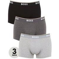 BOSS 3 Pack Power Cotton Stretch Trunks - Grey/Black Mix