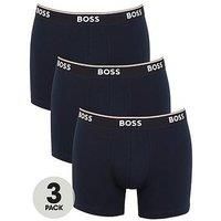 BOSS 3 Pack Power Cotton Stretch Boxer Briefs - Navy