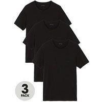 BOSS Mens Tshirt RN 3P Classic Three-Pack of Cotton Underwear T-Shirts with Logos Black