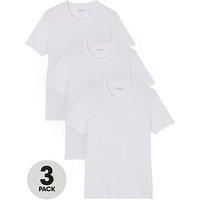 BOSS Mens Tshirt RN 3P Classic Three-Pack of Cotton Underwear T-Shirts with Logos White