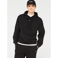 HUGO Mens Dapo Contrast-logo hoodie in cotton terry Black