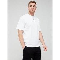 HUGO Mens Dapolino Cotton-Jersey Relaxed-fit T-Shirt with Logo Print White