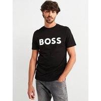 BOSS Mens Thinking 1 Cotton-Jersey T-Shirt with Rubber-Print Logo