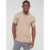 HUGO Mens Dereso C Cotton-piqué Slim-fit Polo Shirt with Logo Badge Brown