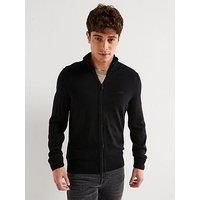 Boss Avac Full Zip Knitted Jumper - Black