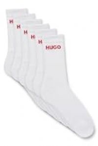 HUGO Mens 6P QS RIB LOGO CC Six-pack of quarter-length socks with logo detail
