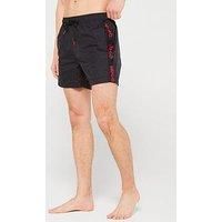 HUGO Mens FAB Logo-tape swim shorts in recycled material