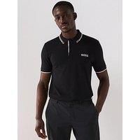 BOSS Mens Paddy Pro Contrast-logo polo shirt in a cotton blend Black