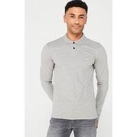 Boss Passerby Long Sleeve Polo Shirt - Light Grey