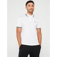 BOSS Mens Paul Stretch-cotton slim-fit polo shirt with branding White