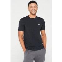 BOSS Mens Tee Stretch-cotton regular-fit T-shirt with contrast logo Blue