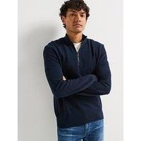 BOSS Mens Ebrando-P Quarter-Zip Cotton Sweater with Knitted Structure
