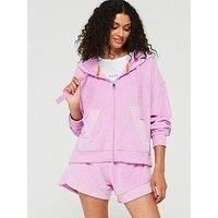 Boss Orange Evacanza Towelling Zip Through Hoodie - Pink