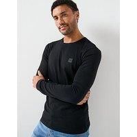 BOSS Mens Tacks Cotton-Jersey T-Shirt with Logo Patch Black