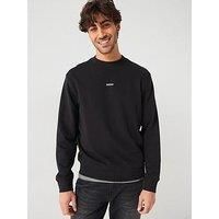 BOSS Mens WeSmallcrew Contrast-logo sweatshirt in cotton terry Black