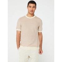BOSS TANTINO SHORT-SLEEVED COTTON-BLEND KNIT JUMPER