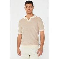 BOSS Mens Tempio Open-Collar Polo Sweater in a Cotton Blend