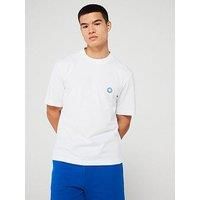HUGO Mens Niley Cotton-jersey T-shirt with smiley-face logo White