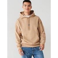 HUGO Mens Nalonso Cotton-terry hoodie with blue logo label