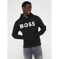 BOSS Mens Webasic Hood Relaxed-fit Hoodie in Cotton Terry with Large Logo Black