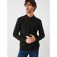 BOSS Mens Petempestolong Logo-Detail Polo Shirt in a Cotton Blend Black