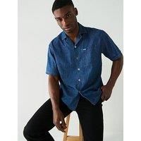 Hugo Blue Eligino Oversized Denim Short Sleeve Shirt-Blue