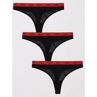 Hugo 3 Pack Lace Thong - Black