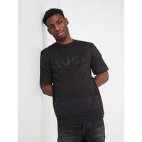 Hugo Dacavio Rhinestone Logo Relaxed Fit Jersey T-Shirt - Black