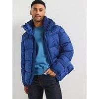 Boss Omaris Regular Fit Quilted Hooded Jacket - Blue
