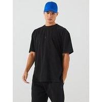 Hugo Blue Nuwinter Loose Fit Overdyed Smiley Logo T-Shirt-Black