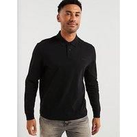 BOSS Pe Interlock Long Sleeve Polo Shirt Black