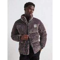 HUGO Mens Biron2442 Stacked-Logo Puffer Jacket in Thick Corduroy