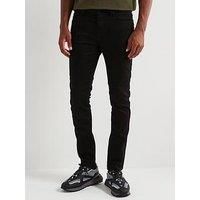HUGO Mens 734 Extra-Slim-fit Jeans in Ultra-Black Stretch Denim