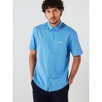 BOSS Mens B MOTION Regular-fit shirt in knitted wrinkle-resistant cotton Blue