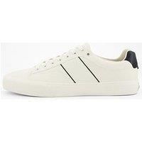 BOSS Mens Aiden Tenn Faux-Leather Trainers with Grained and Plain Textures Size 9 Natural