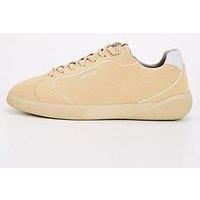 HUGO Mens Riven Tenn Logo-Detail Trainers in Faux Leather Size 7 Beige