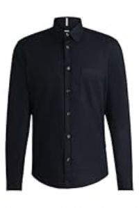 BOSS Mens H-LIAM-kent-E-1P-243 Regular-fit Shirt in Washed Cotton Twill