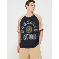 HUGO Mens Nacamos Seasonal-Artwork T-Shirt in Cotton Jersey