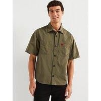 HUGO Men's Eratino Short Sleeved Shirt, Green