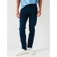 BOSS Mens H-Delaware Blue Slim-fit Jeans in Cashmere-Touch Denim
