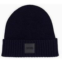 BOSS Mens Magico R Embroidered-logo beanie hat in cotton and wool