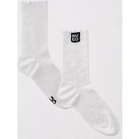 Hugo Frilled Patch Logo Ankle Socks - White