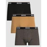 BOSS Mens 3 Pack Power Boxer Shorts AOP/Beige/Black M